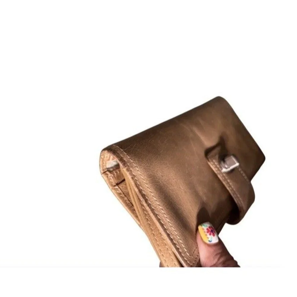Hobo International Tan Leather Wristlet Wrist Bag Purse Wallet